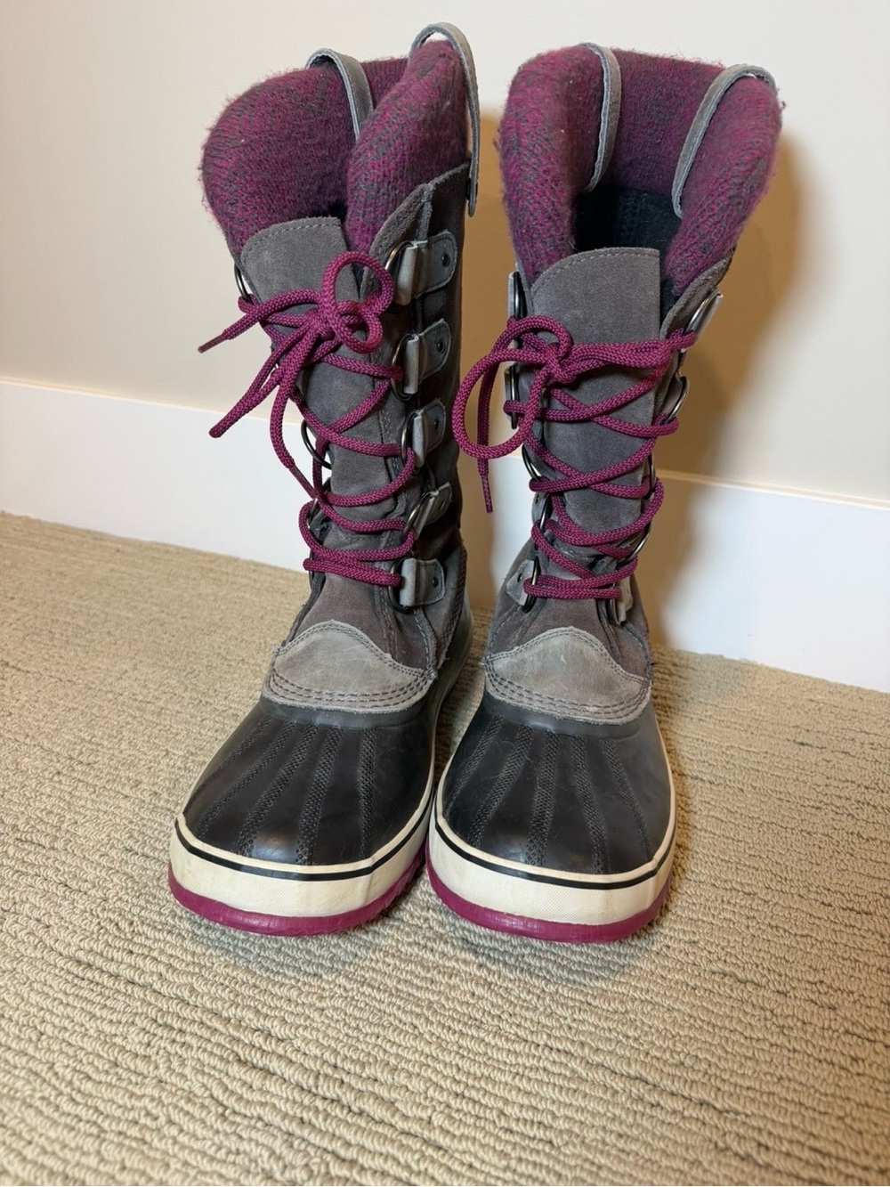 Sorel Women's Gray and Plum Joan of Arctic Insulated Winter Boots - Picture 4 of 12